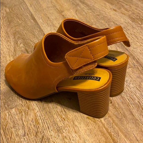 Tan leather open toe heeled booties (NEVER WORN) - Picture 3 of 3